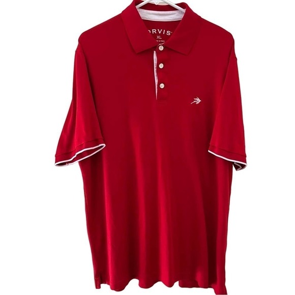 Orvis Men’s XL Red/White Soft Fly Fishing Short Sleeve Polo Shirt Made In Peru - Picture 1 of 5